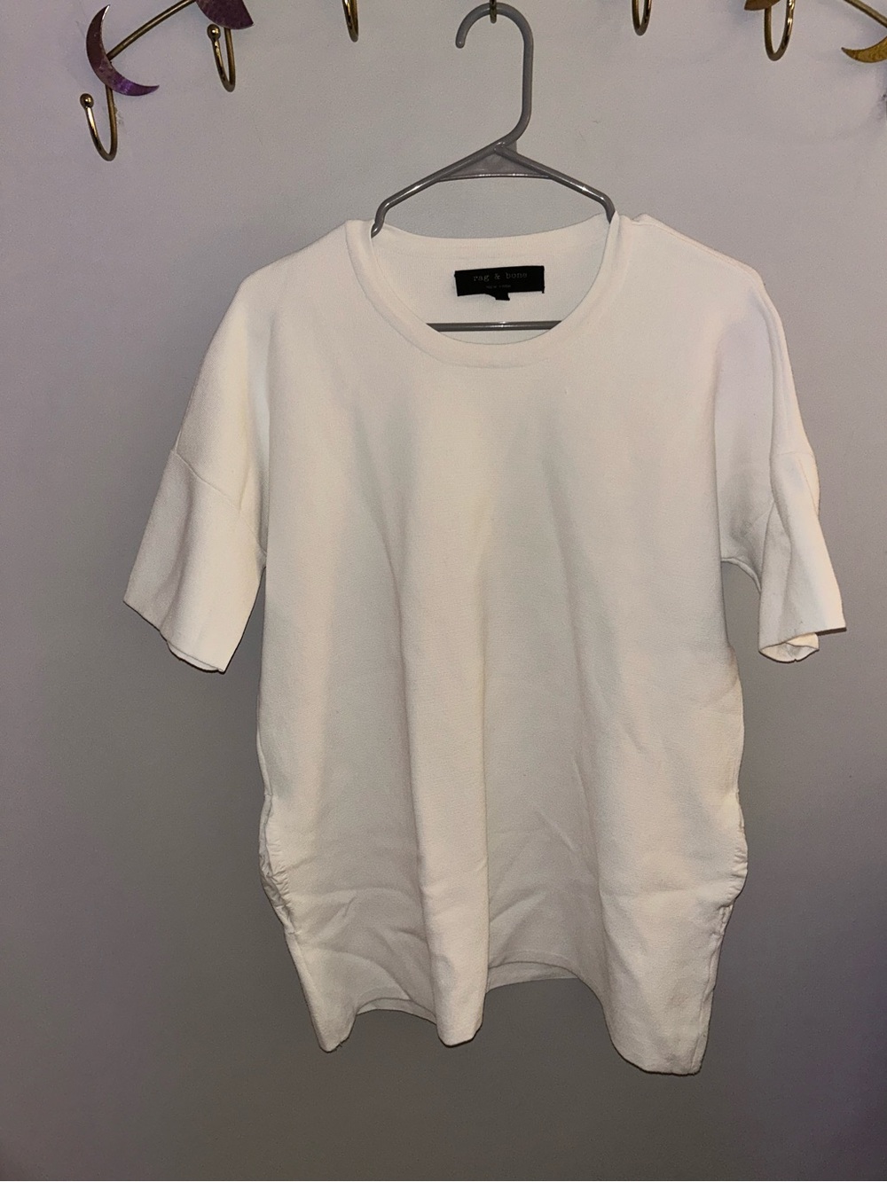 Rag & Bone — Oversized White Crewneck Tee ( cinched pockets)